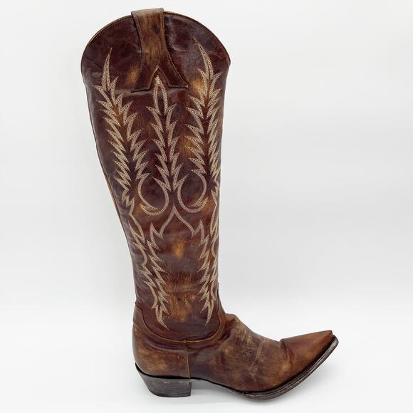 Old Gringo Women’s 9.5 Mayra Brass Brown Knee High Tall Western Cowgirl Boots - Picture 2 of 11